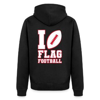 I love Flag Football Ball Player - Unisex Premium Organic Zip Hoodie - black - Back - Nico (187cm)