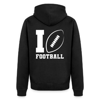 I love Football American Football - Unisex Premium Bio Zip Hoodie - Schwarz - Hinten - Nico (187cm)