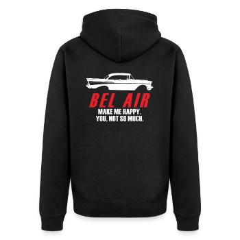 BEL AIR MAKE ME HAPPY YOU NOT SO MUCH - Unisex Premium Organic Zip Hoodie - black - Back - Nico (187cm)