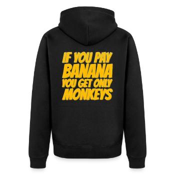 Wenn du Banane bezahlst bekommst nur Affen - Unisex Premium Bio Zip Hoodie - Schwarz - Hinten - Nico (187cm)