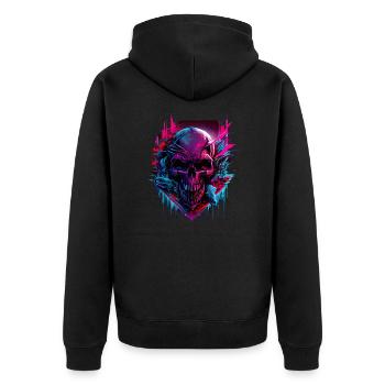 Skull Colorful Cloud - Unisex Premium Bio Zip Hoodie - Schwarz - Hinten - Nico (187cm)