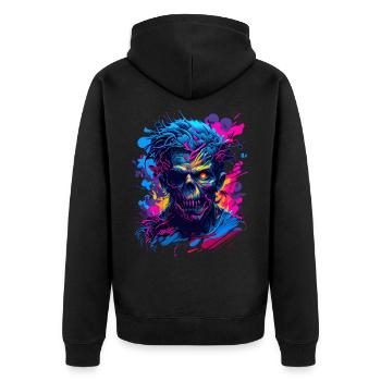 Zombie Head - Unisex Premium Bio Zip Hoodie - Schwarz - Hinten - Nico (187cm)