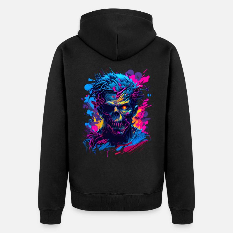 Zombie Head - Unisex Premium Bio Zip Hoodie - Schwarz