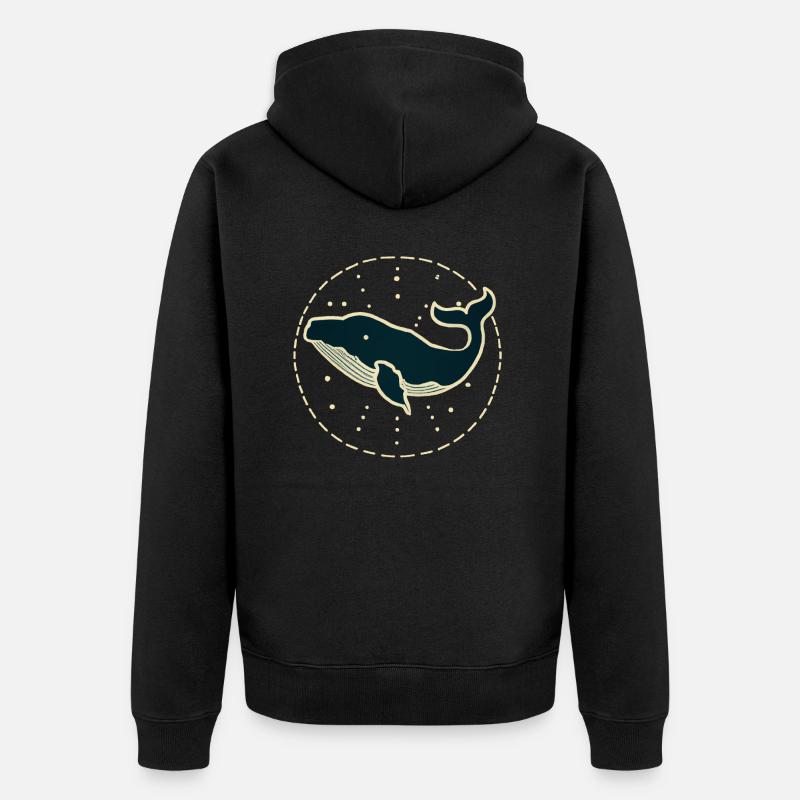 Blauwal - Unisex Premium Bio Zip Hoodie - Schwarz