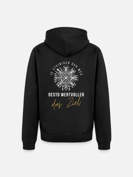 Wegweiser RUNEN VEGVISIR - Unisex Premium Bio Zip Hoodie - Schwarz
