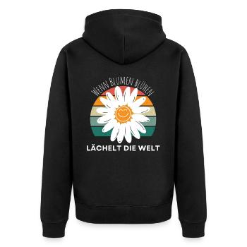 Blumen Garten Gärtner Blumenstrauß BLUMENLIEBE - Unisex Premium Bio Zip Hoodie - Schwarz - Hinten - Nico (187cm)