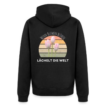 Blumen Garten Gärtner Blumenstrauß BLUMENLIEBE - Unisex Premium Bio Zip Hoodie - Schwarz - Hinten - Nico (187cm)