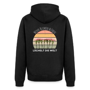 Blumen Garten Gärtner Blumenstrauß BLUMENLIEBE - Unisex Premium Bio Zip Hoodie - Schwarz - Hinten - Nico (187cm)
