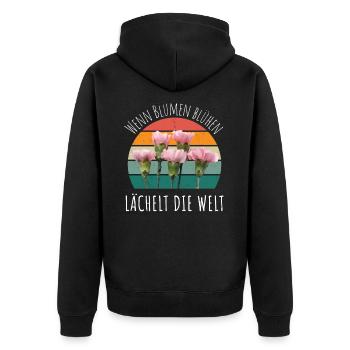 Blumen Garten Gärtner Blumenstrauß BLUMENLIEBE - Unisex Premium Bio Zip Hoodie - Schwarz - Hinten - Nico (187cm)