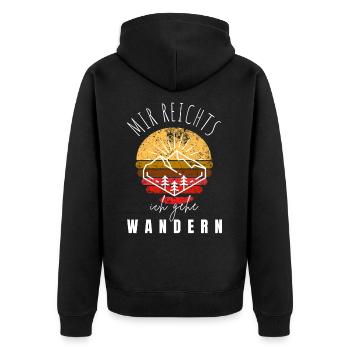 WANDERN Berge Bergsteigen WANDERWEG - Unisex Premium Bio Zip Hoodie - Schwarz - Hinten - Nico (187cm)