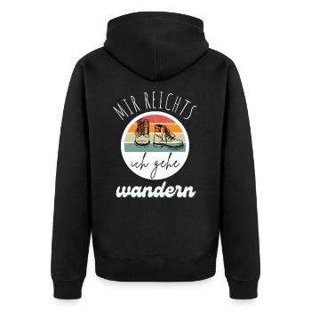 WANDERN Berge Bergsteigen WANDERWEG - Unisex Premium Bio Zip Hoodie - Schwarz - Hinten - Nico (187cm)