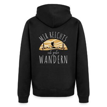 WANDERN Berge Bergsteigen WANDERWEG - Unisex Premium Bio Zip Hoodie - Schwarz - Hinten - Nico (187cm)