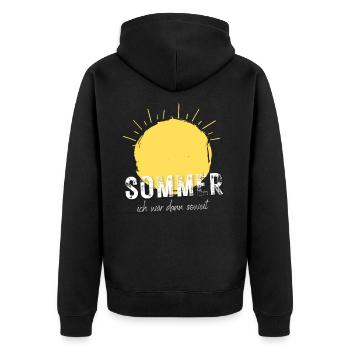 SOMMER ich bin dann soweit - HELLO SUMMER - Unisex Premium Bio Zip Hoodie - Schwarz - Hinten - Nico (187cm)