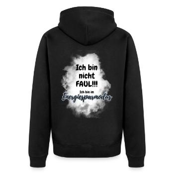POSITIVE EINSTELLUNG MINDSET Motivation - Unisex Premium Bio Zip Hoodie - Schwarz - Hinten - Nico (187cm)