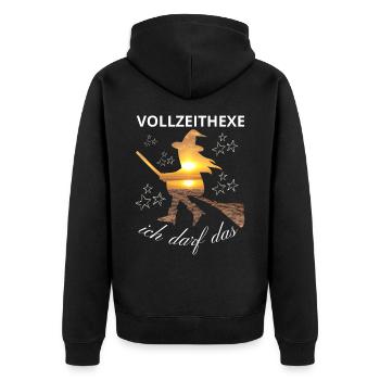 VOLLZEITHEXE ich darf das HEXE HEXEN hexen - Unisex Premium Bio Zip Hoodie - Schwarz - Hinten - Nico (187cm)