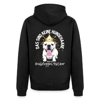 Bulldogge Bulldog Bulldoggen Mama Papa - Unisex Premium Bio Zip Hoodie - Schwarz - Hinten - Nico (187cm)