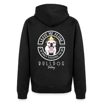Bulldogge Bulldog Bulldoggen - Unisex Premium Bio Zip Hoodie - Schwarz - Hinten - Nico (187cm)