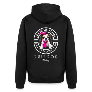 Bulldogge Bulldog Bulldoggen - Unisex Premium Bio Zip Hoodie - Schwarz - Hinten - Nico (187cm)