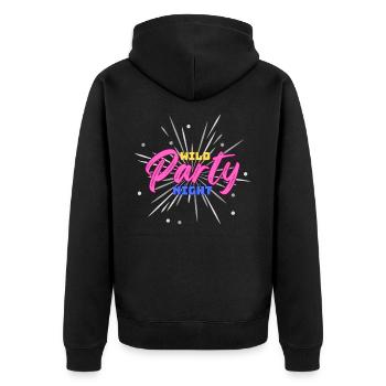 Wilde Partynacht - wilde Partynacht - Unisex Premium Bio Zip Hoodie - Schwarz - Hinten - Nico (187cm)