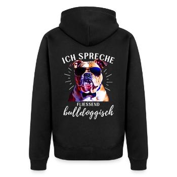Ich spreche BULLDOGGISCH Bulldog Bulldogge Bulldog - Unisex Premium Bio Zip Hoodie - Schwarz - Hinten - Nico (187cm)