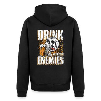 Drink with your enemies - Unisex Premium Organic Zip Hoodie - black - Back - Nico (187cm)