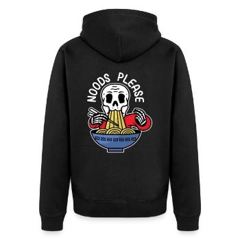 Noods please - Unisex Premium Organic Zip Hoodie - black - Back - Nico (187cm)