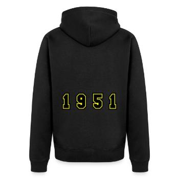 1951 Year Number - Unisex Premium Organic Zip Hoodie - black - Back - Nico (187cm)