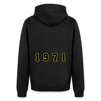 1971 Year Number - Unisex Premium Organic Zip Hoodie - black - Back - Nico (187cm)