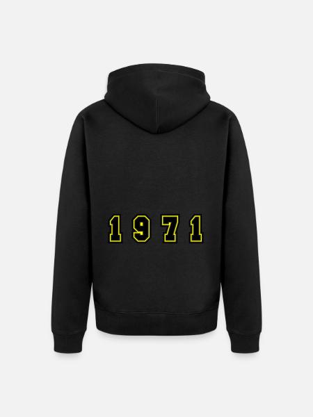 1971 Year Number - Unisex Premium Organic Zip Hoodie - black
