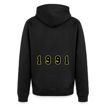1991 Year Number - Unisex Premium Organic Zip Hoodie - black - Back - Nico (187cm)