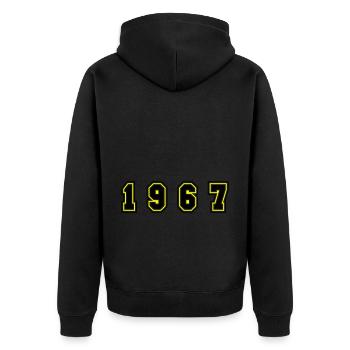 Numéro de l’année 1967 - Veste à capuche bio Premium Unisexe - noir - Dos - Nico (187cm)