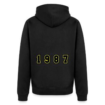 1987 Year Number - Unisex Premium Organic Zip Hoodie - black - Back - Nico (187cm)