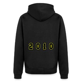 2010 Jahr Zahl - Unisex Premium Bio Zip Hoodie - Schwarz - Hinten - Nico (187cm)