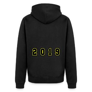 2019 Jahr Zahl - Unisex Premium Bio Zip Hoodie - Schwarz - Hinten - Nico (187cm)