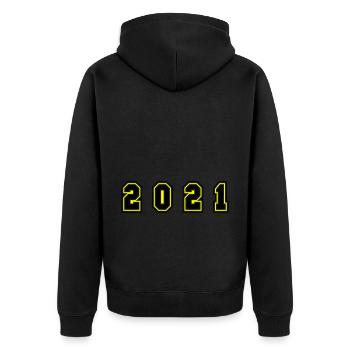 2021 Year Number - Unisex Premium Organic Zip Hoodie - black - Back - Nico (187cm)