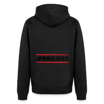 Prag 2023 - Unisex Premium Bio Zip Hoodie - Schwarz - Hinten - Nico (187cm)