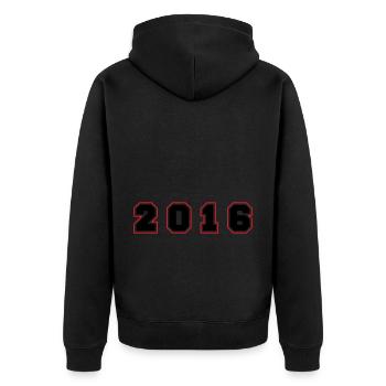 2016 Year Number - Unisex Premium Organic Zip Hoodie - black - Back - Nico (187cm)