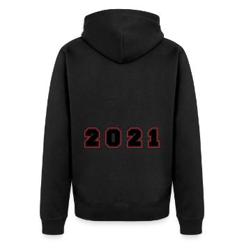 2021 Year Number - Unisex Premium Organic Zip Hoodie - black - Back - Nico (187cm)