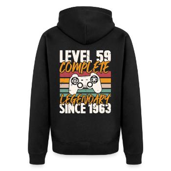 Niveau 59 Complet Vintage Anniversaire 59 Ans - Veste à capuche bio Premium Unisexe - noir - Dos - Nico (187cm)