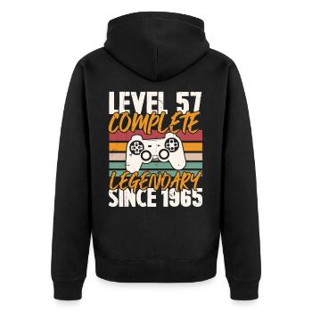 Niveau 57 Complet Vintage Anniversaire 57 Ans - Veste à capuche bio Premium Unisexe - noir - Dos - Nico (187cm)