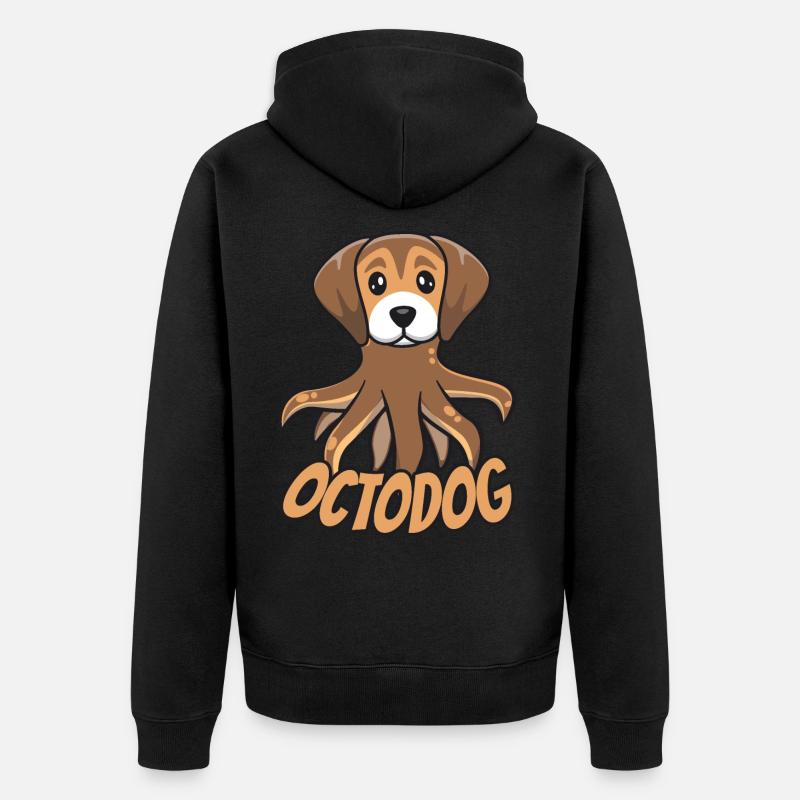 Octodog Octopus Hund Süß Haustier - Unisex Premium Bio Zip Hoodie - Schwarz