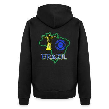 brazil - Unisex Premium Organic Zip Hoodie - black - Back - Nico (187cm)