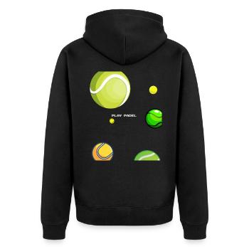 Padel - Geschenk für Padelspieler - Unisex Premium Bio Zip Hoodie - Schwarz - Hinten - Nico (187cm)