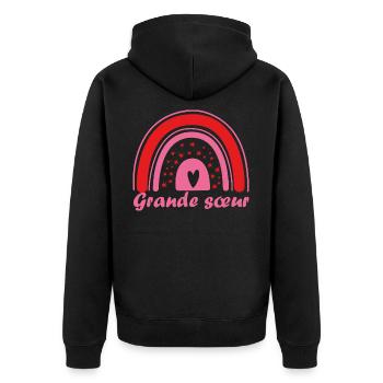 Cadeau Grande Sœur. Futur Grande Sœur. Soeur. - Veste à capuche bio Premium Unisexe - noir - Dos - Nico (187cm)