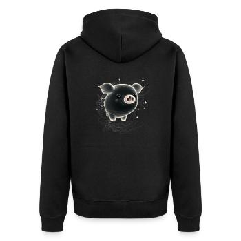 ghost pig black - Unisex Premium Organic Zip Hoodie - black - Back - Nico (187cm)
