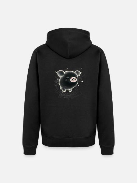 ghost pig black - Unisex Premium Organic Zip Hoodie - black