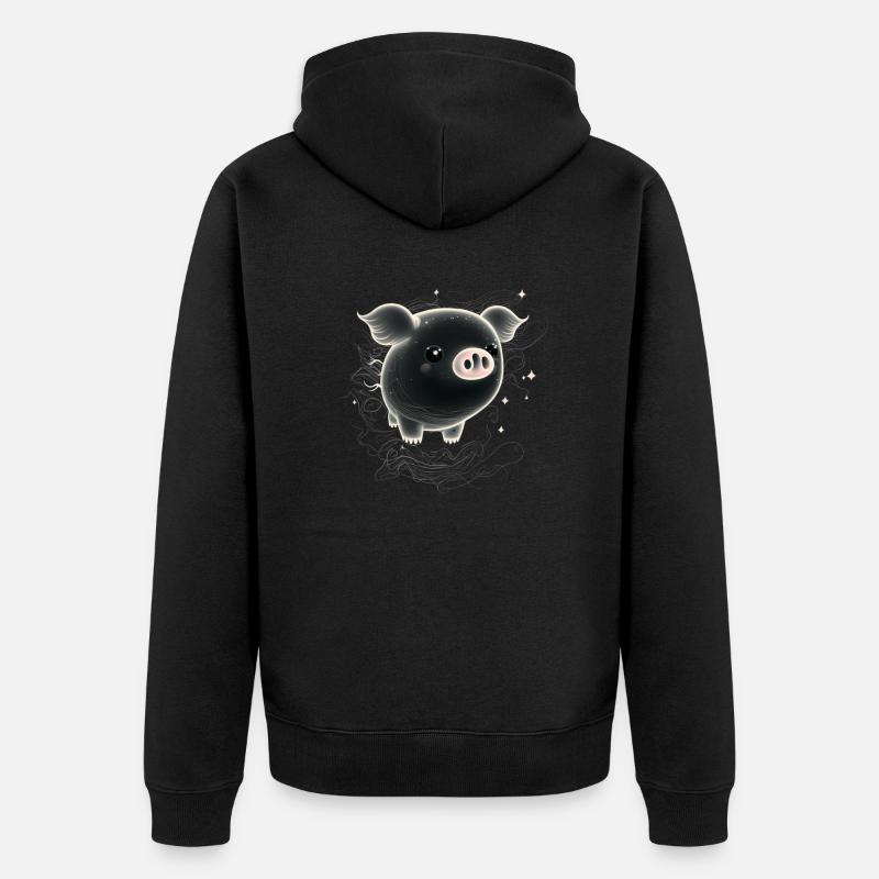 ghost pig black - Veste à capuche bio Premium Unisexe - noir