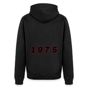 1975 Jahr Zahl - Unisex Premium Bio Zip Hoodie - Schwarz - Hinten - Nico (187cm)