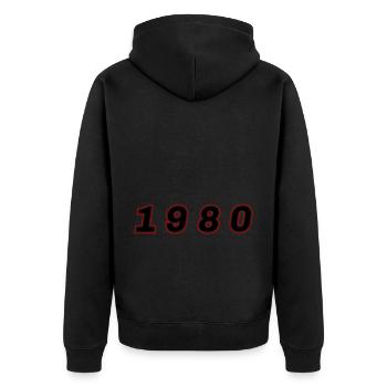 Numéro de l’année 1980 - Veste à capuche bio Premium Unisexe - noir - Dos - Nico (187cm)