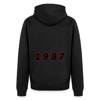 1987 Year Number - Unisex Premium Organic Zip Hoodie - black - Back - Nico (187cm)